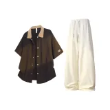 Polar Black Shirt + Beige Apricot Pants  
Полярный Черный Рубашка + Бежевый Абрикос Брюки