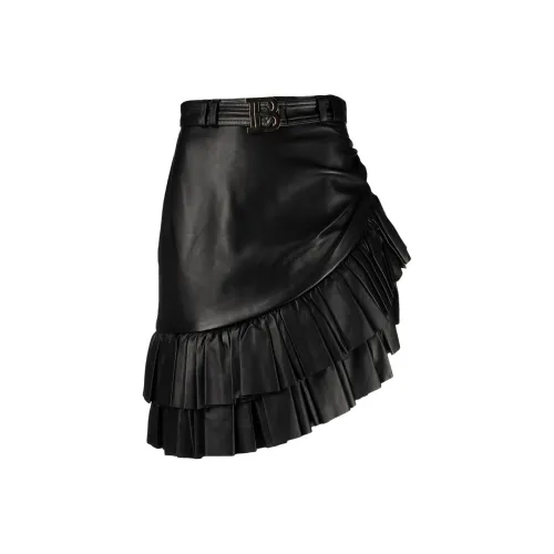 BALMAIN Кожаные короткие юбки Женские Черный