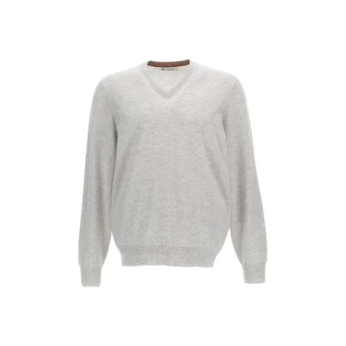 BRUNELLO CUCINELLI Серый Мужской Свитера