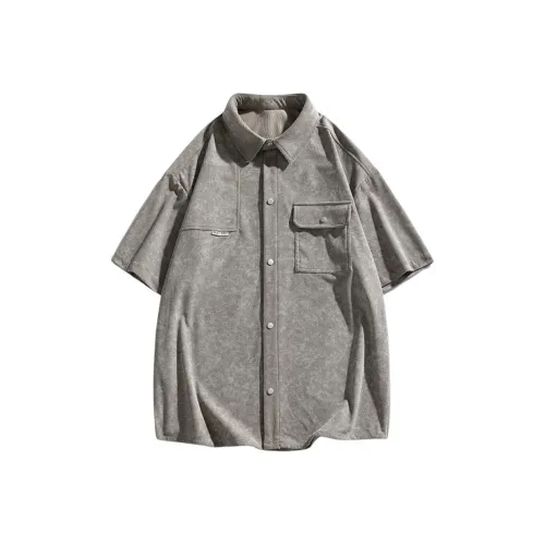 PEIMENG Tie Dye Светло-Серые Мужские Рубашки