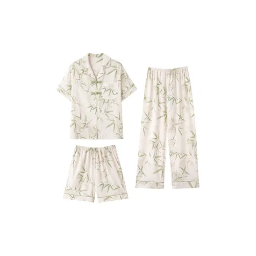 Pretty lady Кремово-белый Зеленый Женские Пижамные комплекты