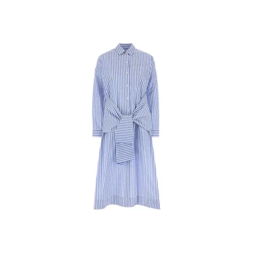 PHILOSOPHY DI LORENZO SERAFINI SS25 Длинное Платье с Длинными Рукавами Женское Синее