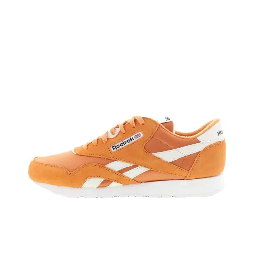 Reebok Classic Nylon Slip-Resistant Abrasion-Resistant Low Top Casual Shoes Unisex Orange White Ребок Классик Найлон Противоскользящий Устойчивый к Износу Низкий Топ Повседневная Обувь Унисекс Оранжевый Белый