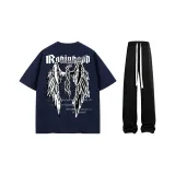 Темно-синий синий футболка + черные повседневные штаны