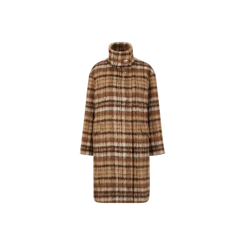 Hugo Boss OVERSIZE Пальто с клеточным узором женское цвет умбра застежка на поворотный замок