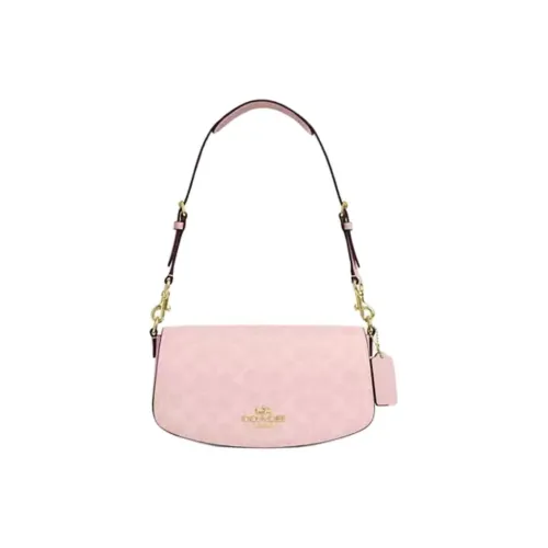 COACH Andrea Покрытый холст телячья кожа плечо сумка средний размер женский розовый