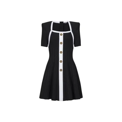 BALMAIN SS25 Короткий рукав Платье Женское Черное