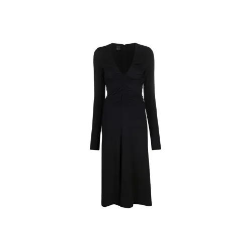 PINKO Черное Женское Длинное Платье с Рукавами