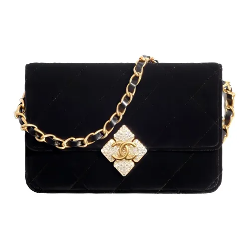 CHANEL WOC Велюр Сумка через плечо Женская Черная