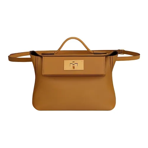 HERMES 24 24 Коровья кожа Сумка Сумка через плечо Сумка через плечо Мини Бананка Женская Карамель с Кунжутом