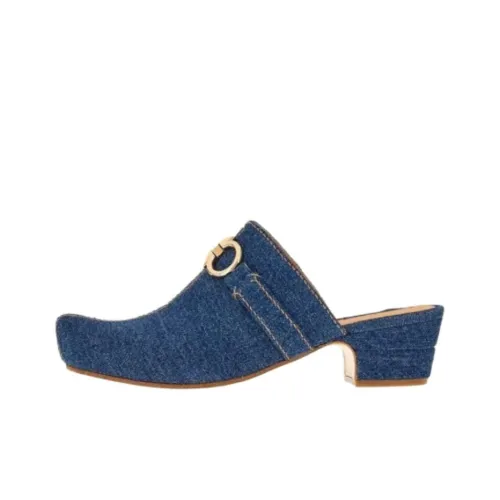 FERRAGAMO GANCINI Резиновая подошва Нет Особенный Эффект Домашние тапочки 4CM Женские Синий