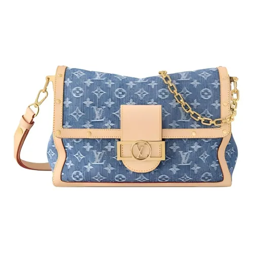 LOUIS VUITTON Dauphine MONOGRAM DENIM Ткань Сумка через плечо Большая Женская Синяя