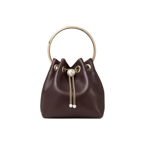 Jimmy Choo Lambskin Bucket Bag Mini Women's Bordeaux Red