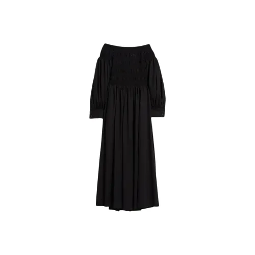 MaxMara Длинное платье с длинными рукавами женское черное