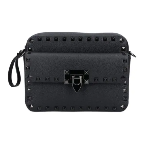 Valentino Rockstud кожа Camera сумка сумка через плечо сумка женская черная