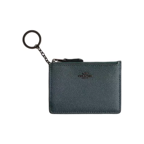 COACH Skinny Id Case Кожаный держатель для карт Мини Унисекс Синий Серый