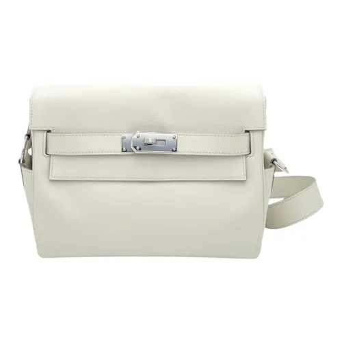 HERMES Kelly Messenger Коровья кожа Сумка через плечо Женская 10 Craie Milkshake Белый