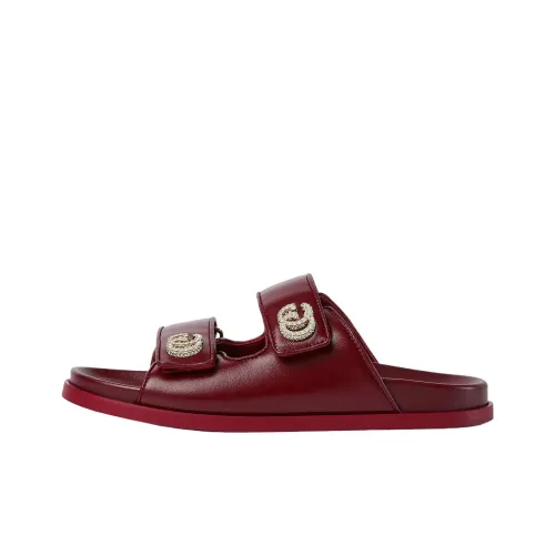 GUCCI Противоскользящие слипоны женские красного цвета