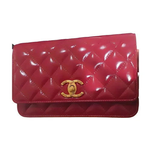 CHANEL Блестящая кожа сумка через плечо женская красная
