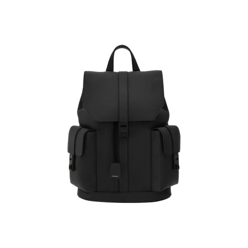 FERRAGAMO GANCINI Hammered Текстура Телячья кожа Рюкзак Мужской Черный