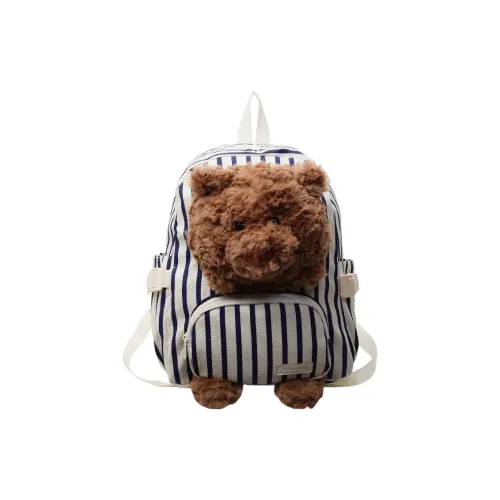 Meow In The Grass Холст Рюкзак Женские Вертикальные Полосы Хаки Экрю