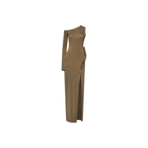 Nensi Dojaka Длинное платье с длинными рукавами женское зеленое