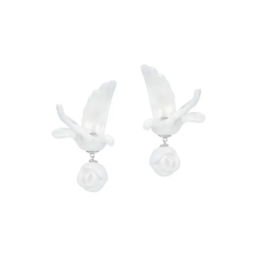 SHUSHUTONG Серьги из латуни с покрытием 18K золота женские белые