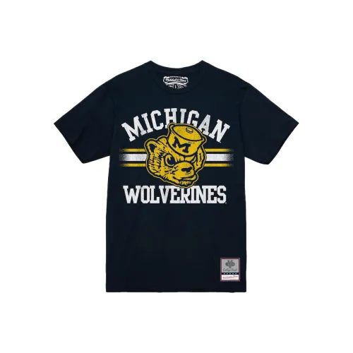 MITCHELL NESS Мужская Темно-синяя Michigan Wolverines Винтажная Полосатая Рубашка Мужская Морской синий