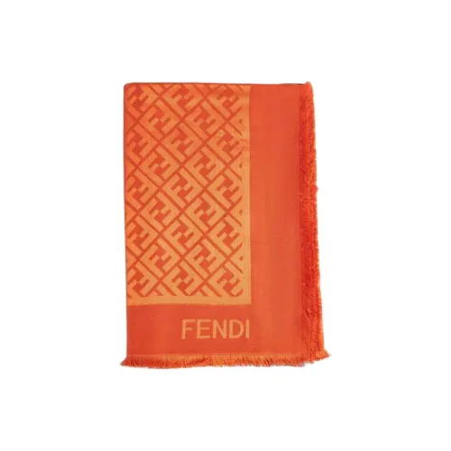 FENDI Шелк Wool Knit Шарфы Женские Оранжевый