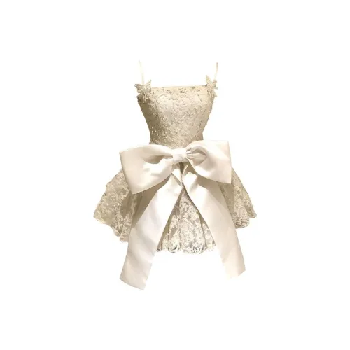 COVT Абрикос Платье-камзол Включает Съемный Бант Женские Слиплатья