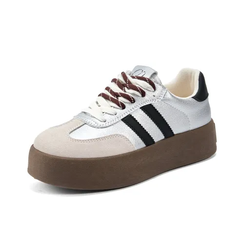 La Chapelle Немецкие армейские кроссовки Low Топ Бежево-серый Серебряный Женские