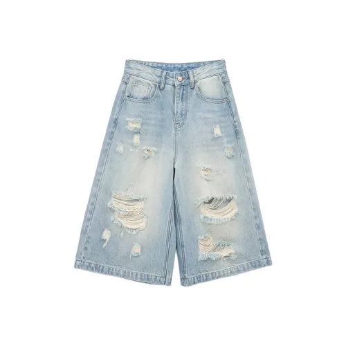 MORii Blue Men's Jeans Shorts MORii Синий Мужские Джинсовые Шорты