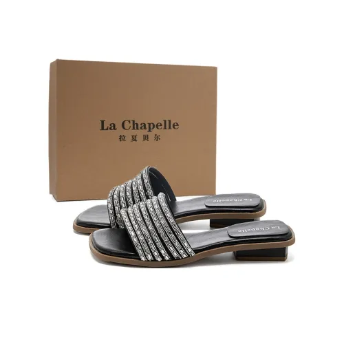 La Chapelle Rhinestone Abrasion Resistant Slip-Ons Women's Black Ла Шапель Стразы Устойчивые к Износу Слипоны Женские Черные