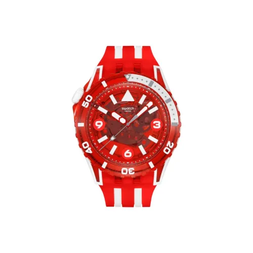 Swatch Quartz Movement Унисекс Часы 44 мм Красные