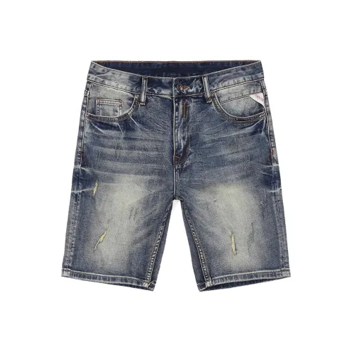 JIKENDI Blue Men's Denim Shorts JIKENDI Синий Мужские Джинсовые Шорты