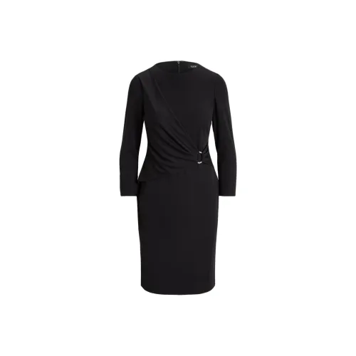 LAUREN RALPH LAUREN Длинное платье с длинными рукавами женское черное