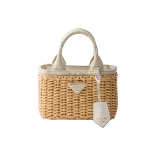 PRADA Сумка Tote из ротанга Мини Женская Белая