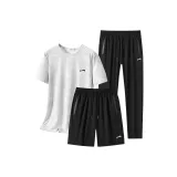 Комплект (Белая рубашка с короткими рукавами + черные шорты + черные штаны)