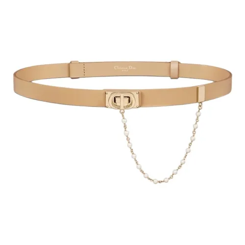 DIOR Смола Pearl Metal Brass Телячья кожа Leather Belts Женские Brown Ширина 1,85CM