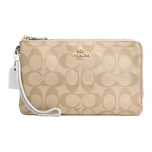 COACH Double Zip Wallet Женские Бежевый Коричневый