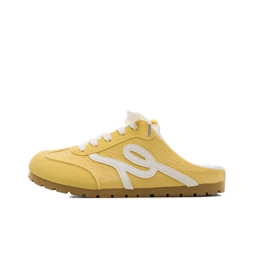 HUANQIU Кожаный пэчворк Quiet Abrasion-Resistant Anti-Slip Домашние тапочки Женские Желтые