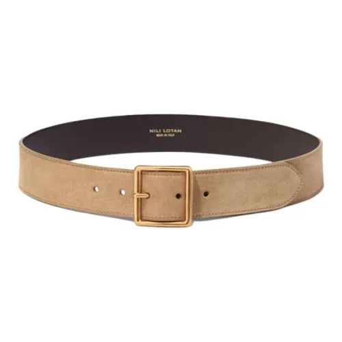 NILI LOTAN Brass Calfskin Leather Belts Unisex Khaki NILI LOTAN Латунь Телячья кожа Кожаные ремни Унисекс Хаки