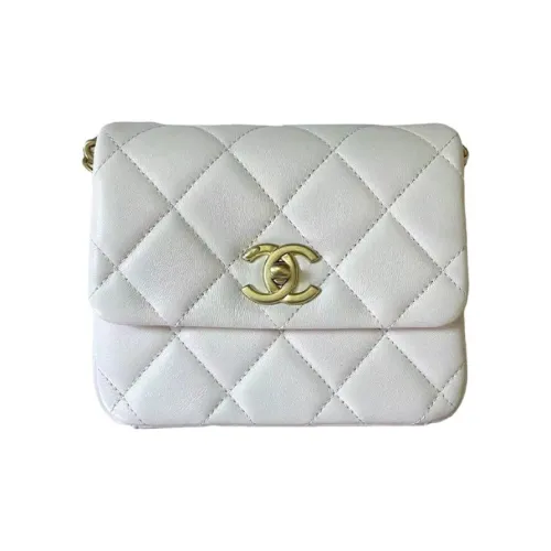 CHANEL Lambskin Сумка через плечо Монета Кошелек Мини Женская Белая