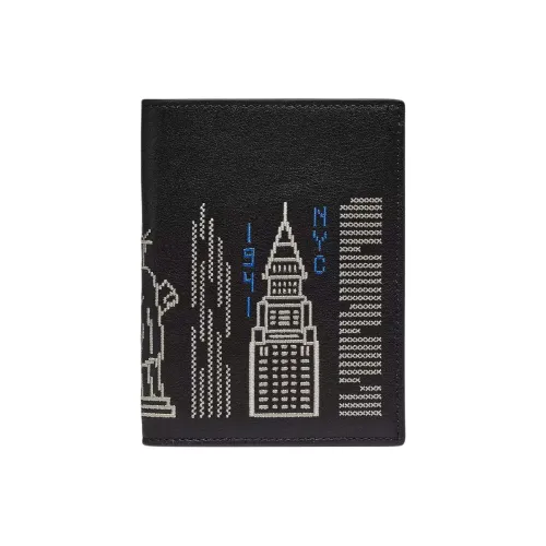 COACH Телячья кожа Держатель для паспорта Мини Унисекс Черный