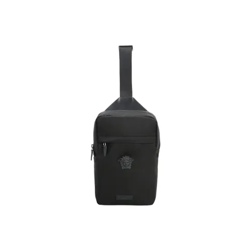 VERSACE Нейлон с коровьей кожей сумка через плечо мужская черная