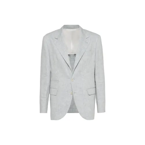 BRUNELLO CUCINELLI FW24 Бизнес-костюм Пальто Мужское Светло-серое