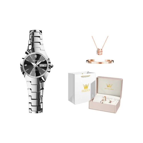 OLEVS Minimalist Series Кварцевый механизм стальной ремешок из вольфрамовой стали женские часы черный циферблат