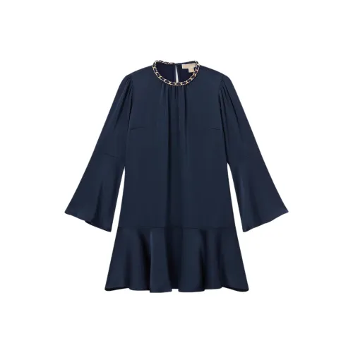 MICHAEL KORS MMK Длинное платье с длинными рукавами женское темно-синий