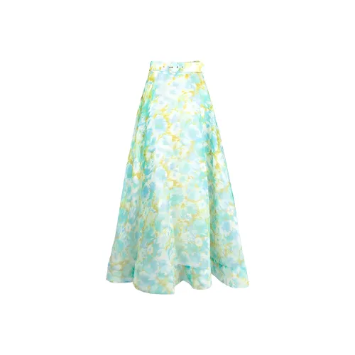 Zimmermann SS23 Повседневный Длинный Юбка Женские Бирюзовый