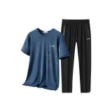 Комплект одежды (Темно-синяя рубашка с коротким рукавом + черные штаны)